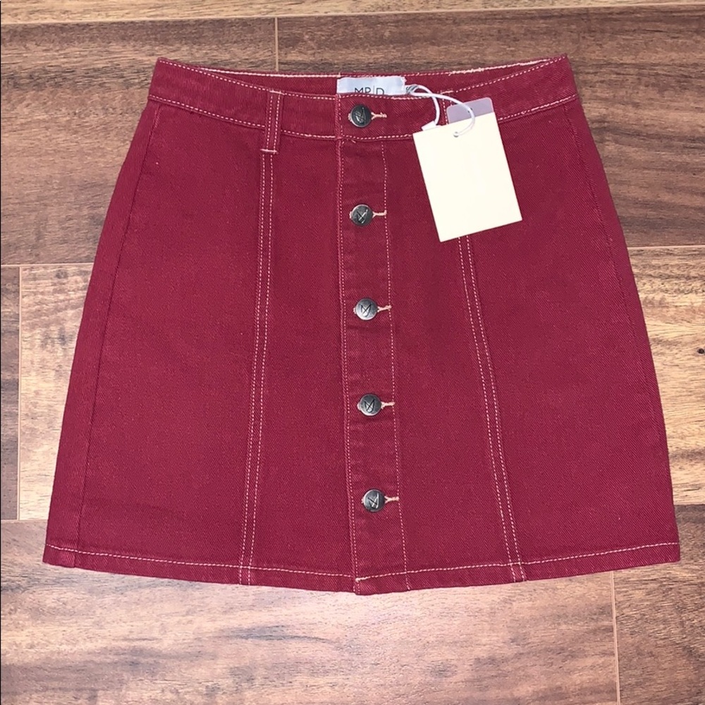 Burgundy Denim Skirt XXS MINKPINK Denim